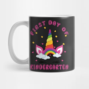 Cute Unicorn and Rainbow | First Day of Kindergarten Mug